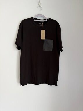 VELEZ Black Jersey Cotton T-Shirt Short Sleeve Crew Neck Pocket Size L